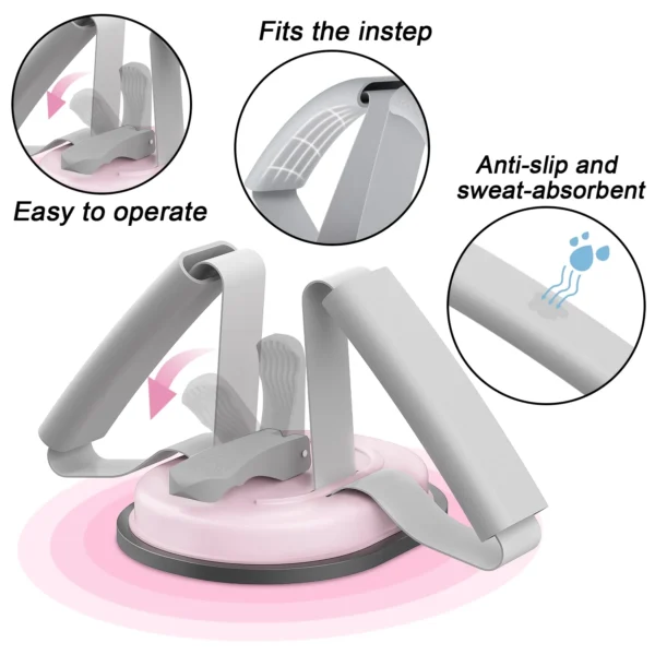 Portable Sit-up Bar Strength Training Fitness Assist Tool - Pink & Grey - Image 3