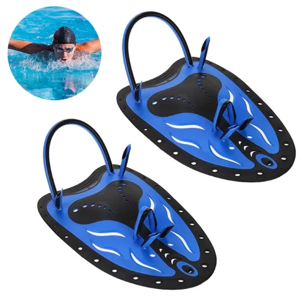 Swim Training Paddles With Flat Webbed Fin Design