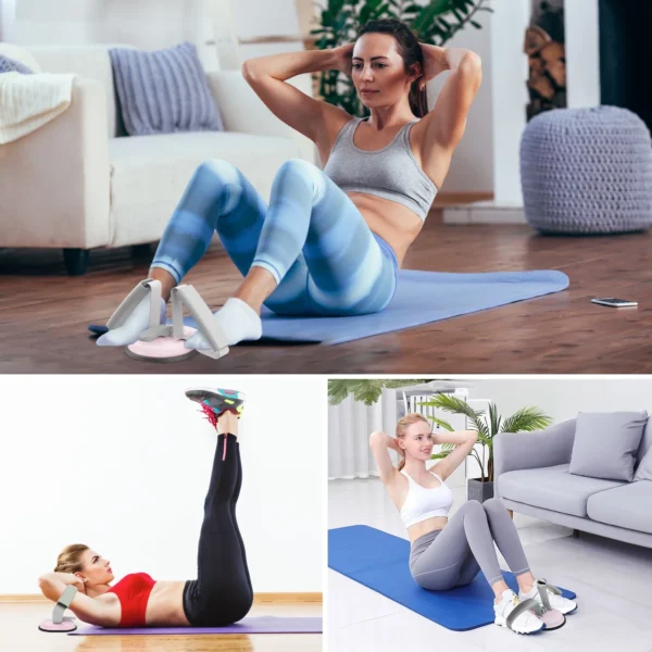 Portable Sit-up Bar Strength Training Fitness Assist Tool - Pink & Grey - Image 2
