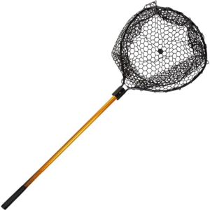 Landing Fish Net - Angler Tool with Clear Rubber Mesh Netting