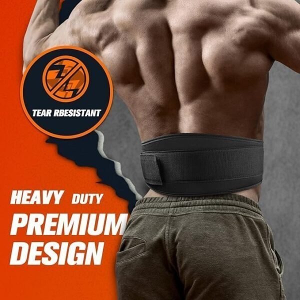 Weight Lifting Belt - Great for Squats, Lunges, Deadlift, Thrusters - Men and Women - 6 Inch Black - Image 2