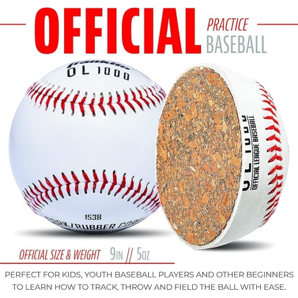 Baseballs - OL1000 9" Practice Baseballs - Official League Baseballs - Great for Practice - Image 3