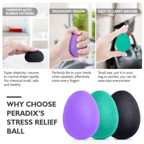 Set of 3 Finger Resistance Exercise Squeezers - Multicolor - Image 2