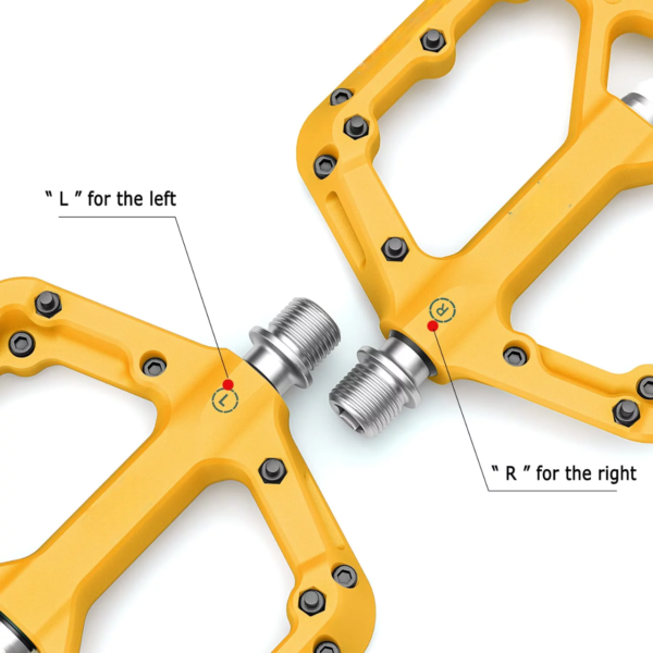1 Pair of 9/16" Nylon Fiber Bicycle Flat Pedals - Yellow - Image 2